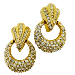 CHRISTIAN DIOR orecchini a clip firmati vintage con battente in cristallo