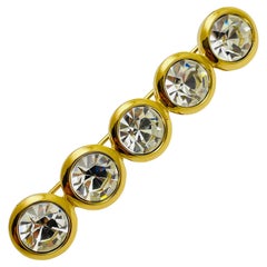 CHRISTIAN DIOR signed vintage gold crystal designer runway brooch