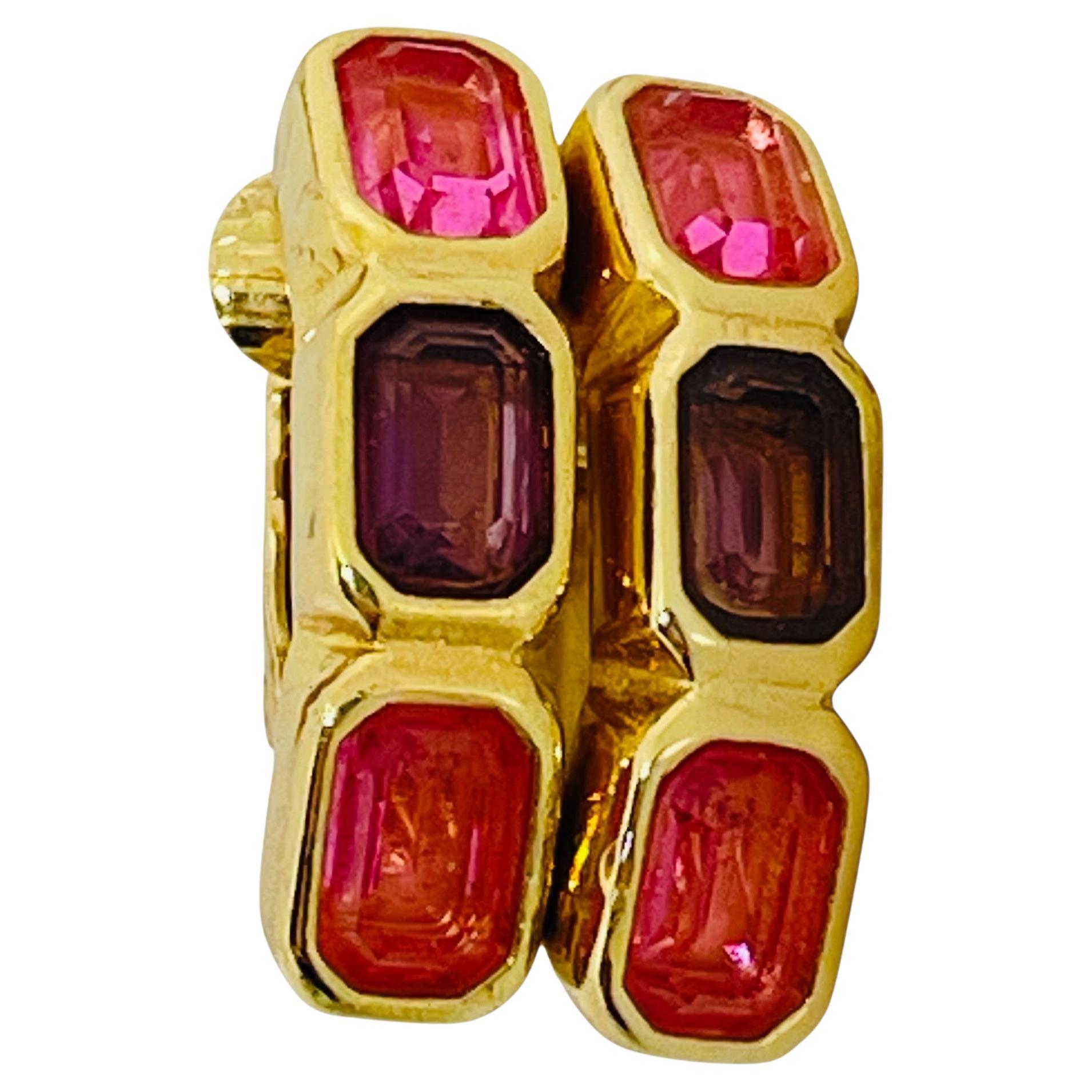 CHRISTIAN DIOR signiert Vintage Gold rosa Kristalle Designer Clip auf Ohrringe