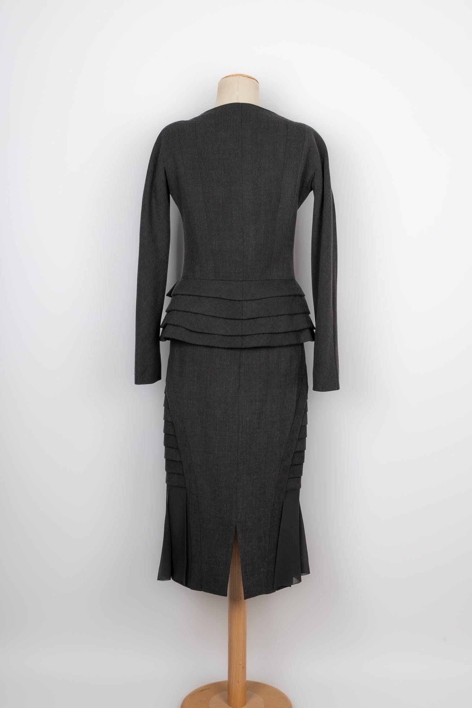 Christian Dior Haute Couture-Set aus Seide und Wolle im Zustand „Hervorragend“ im Angebot in SAINT-OUEN-SUR-SEINE, FR