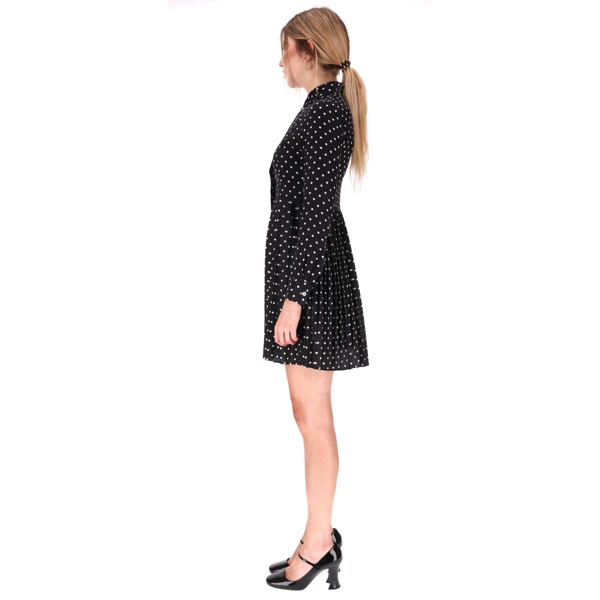Black Christian Dior Silk Blend Polka-Dot Shirt Dress