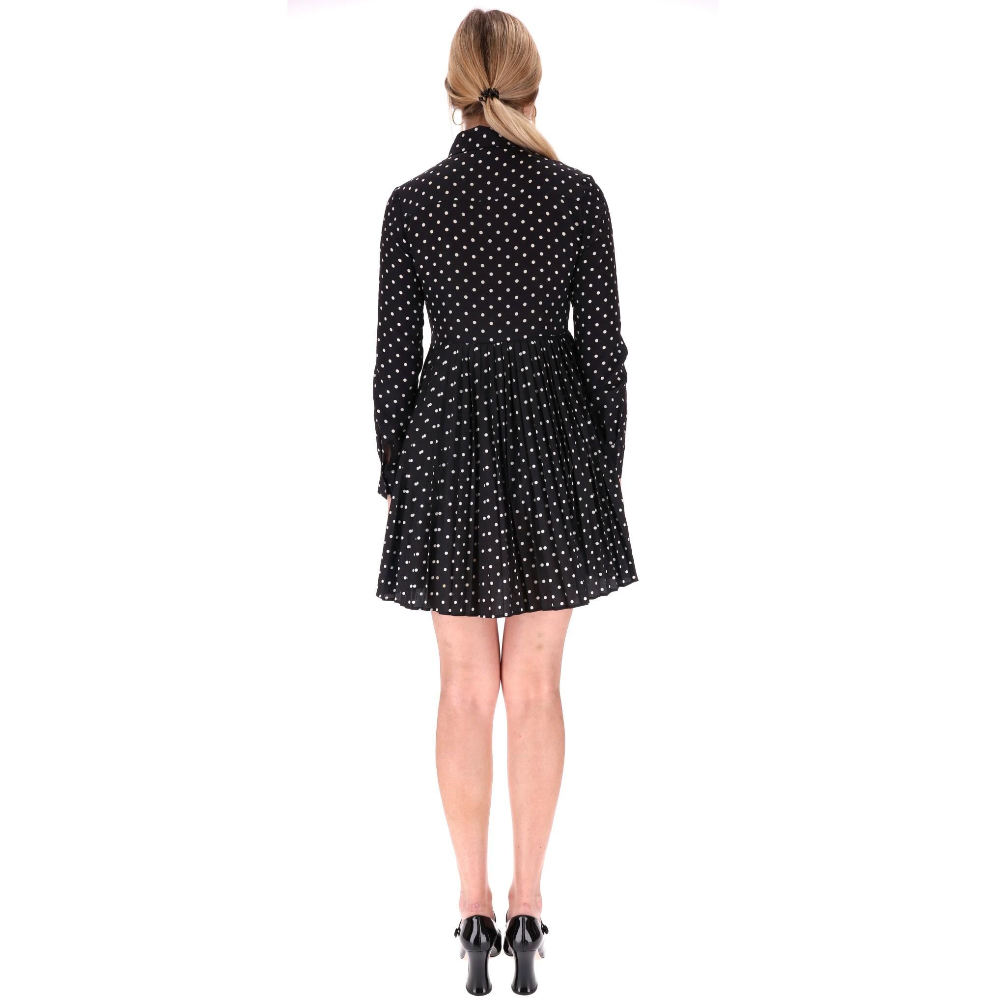 Christian Dior Silk Blend Polka-Dot Shirt Dress In Excellent Condition In London, GB