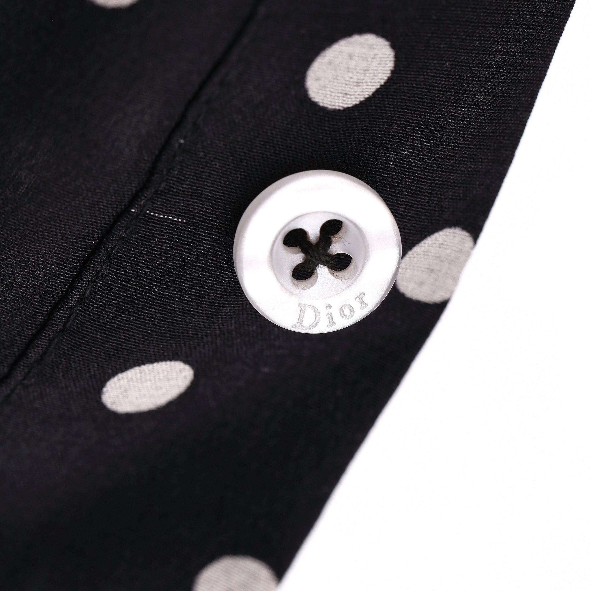 Women's Christian Dior Silk Blend Polka-Dot Shirt Dress