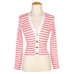 Christian Dior Silk, Cashmere, and Linen Cardigan with Stripes Top