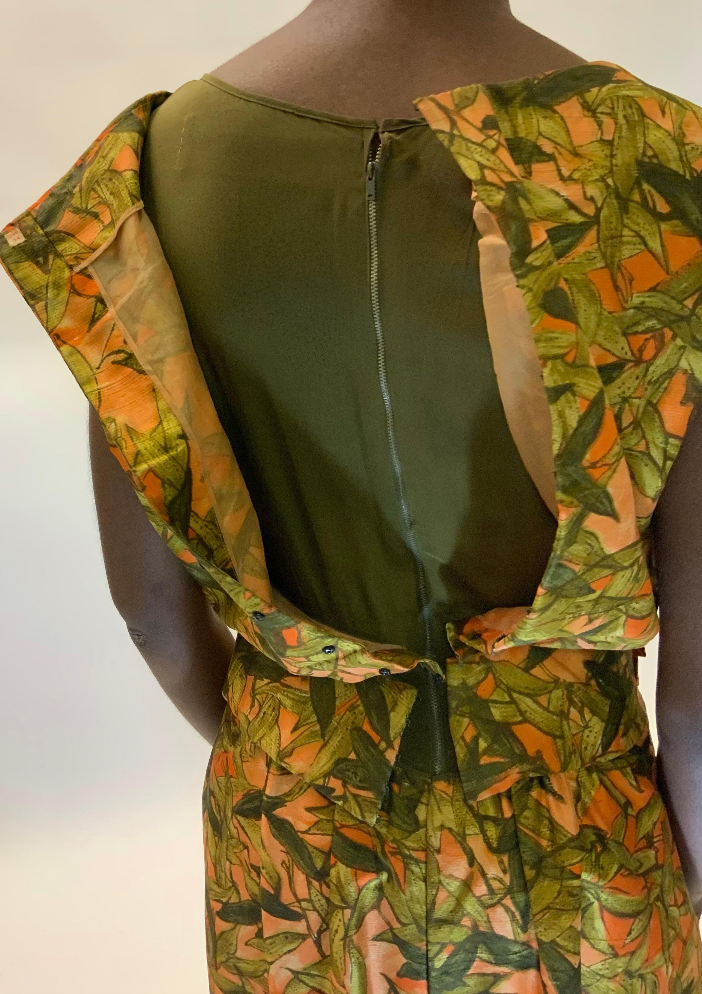 Christian Dior Silk Cocktail Dress With Bamboo Leaves Motifs, circa 1950s 4