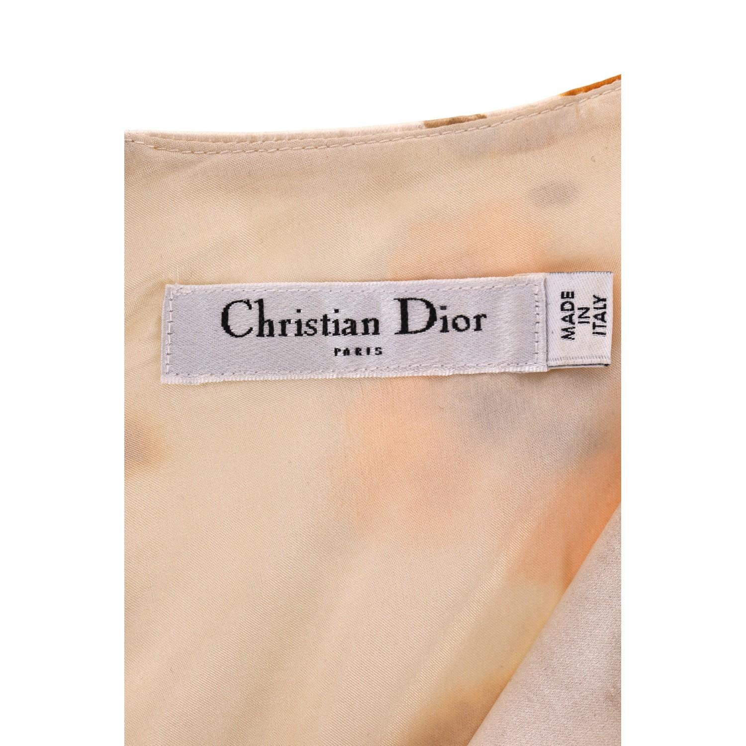 Christian Dior Silk & Cotton Blend Gathered Floral Dress 1