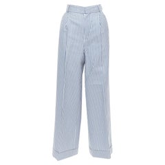 CHRISTIAN DIOR silk cotton vertical striped nautical wide pants FR32 XXS