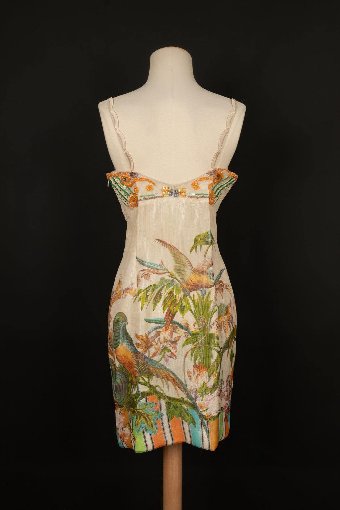 Christian Dior Silk Dress Embroidered with Costume Pearls In Excellent Condition For Sale In SAINT-OUEN-SUR-SEINE, FR
