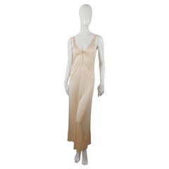 Christian Dior Silk Keyhole Ring Silk Semi-Transparent Nude Maxi Dress Gown