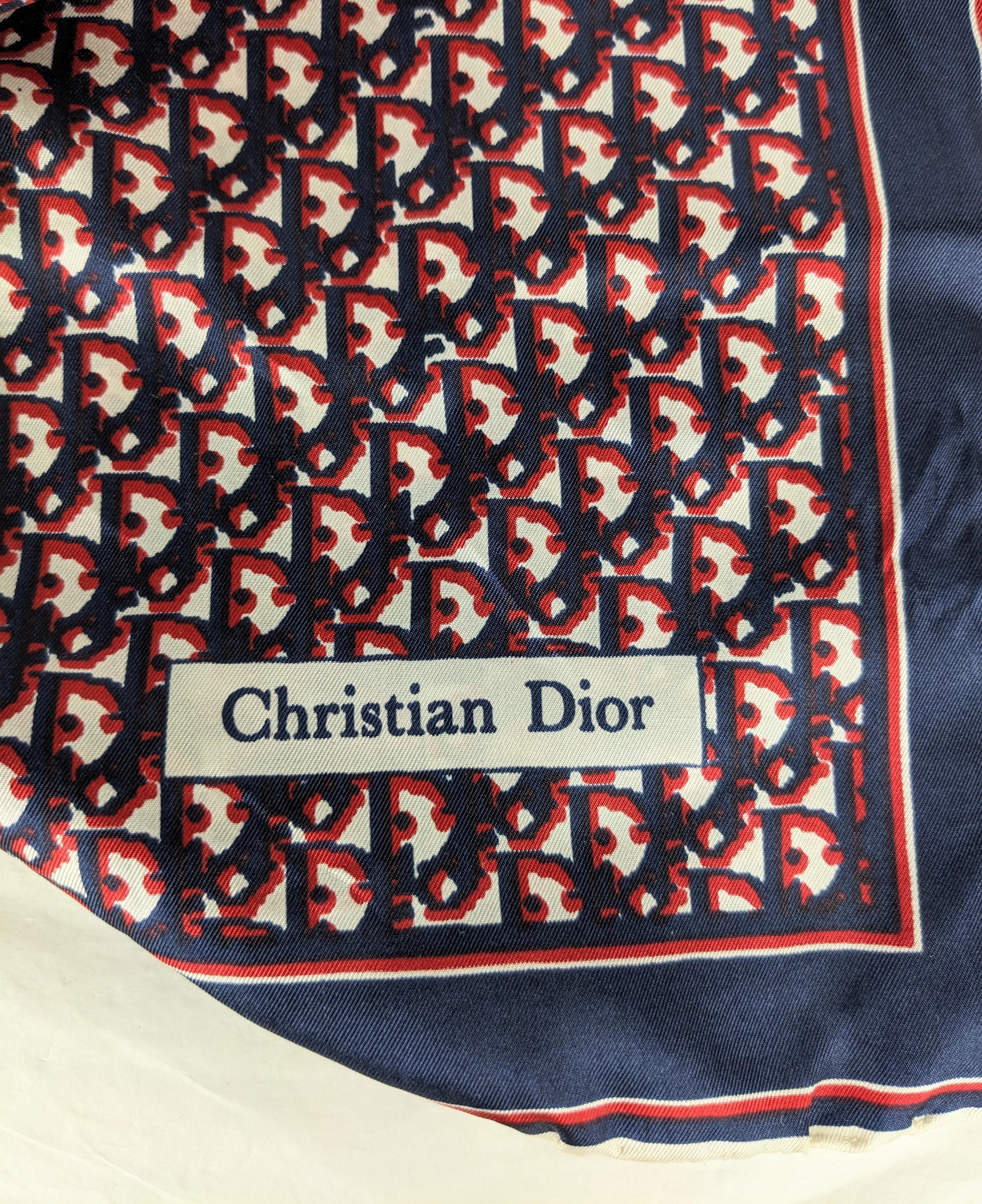 Christian Dior Silk Logo Scarf  For Sale 2