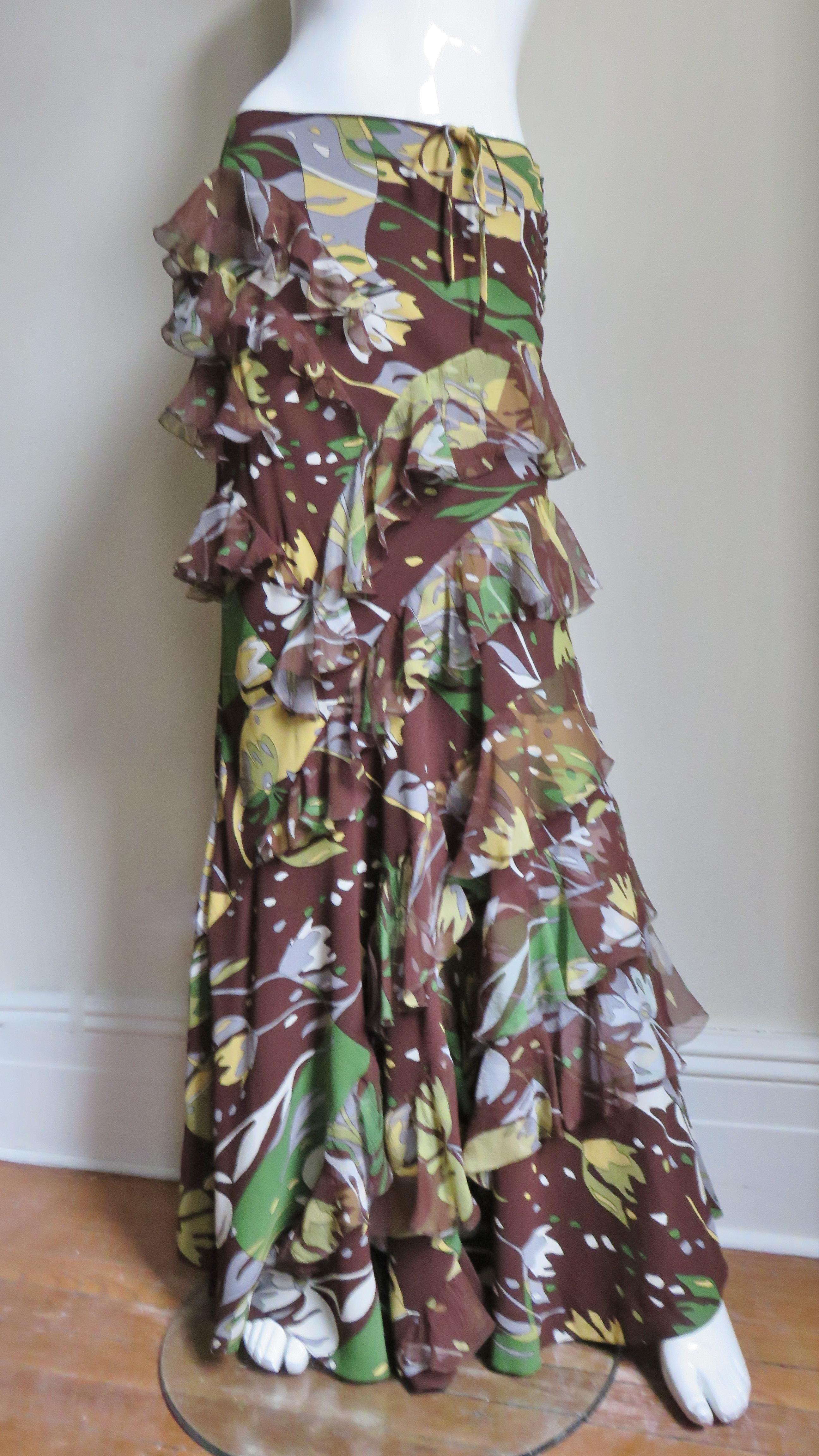 John Galliano for Christian Dior Silk Maxi Skirt For Sale 1