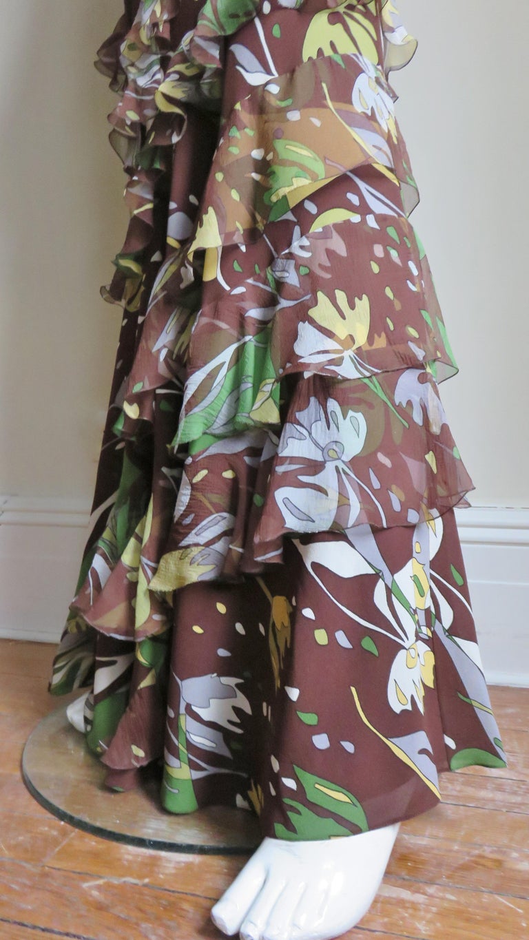Christian Dior Silk Maxi Skirt with Ruffles For Sale at 1stdibs