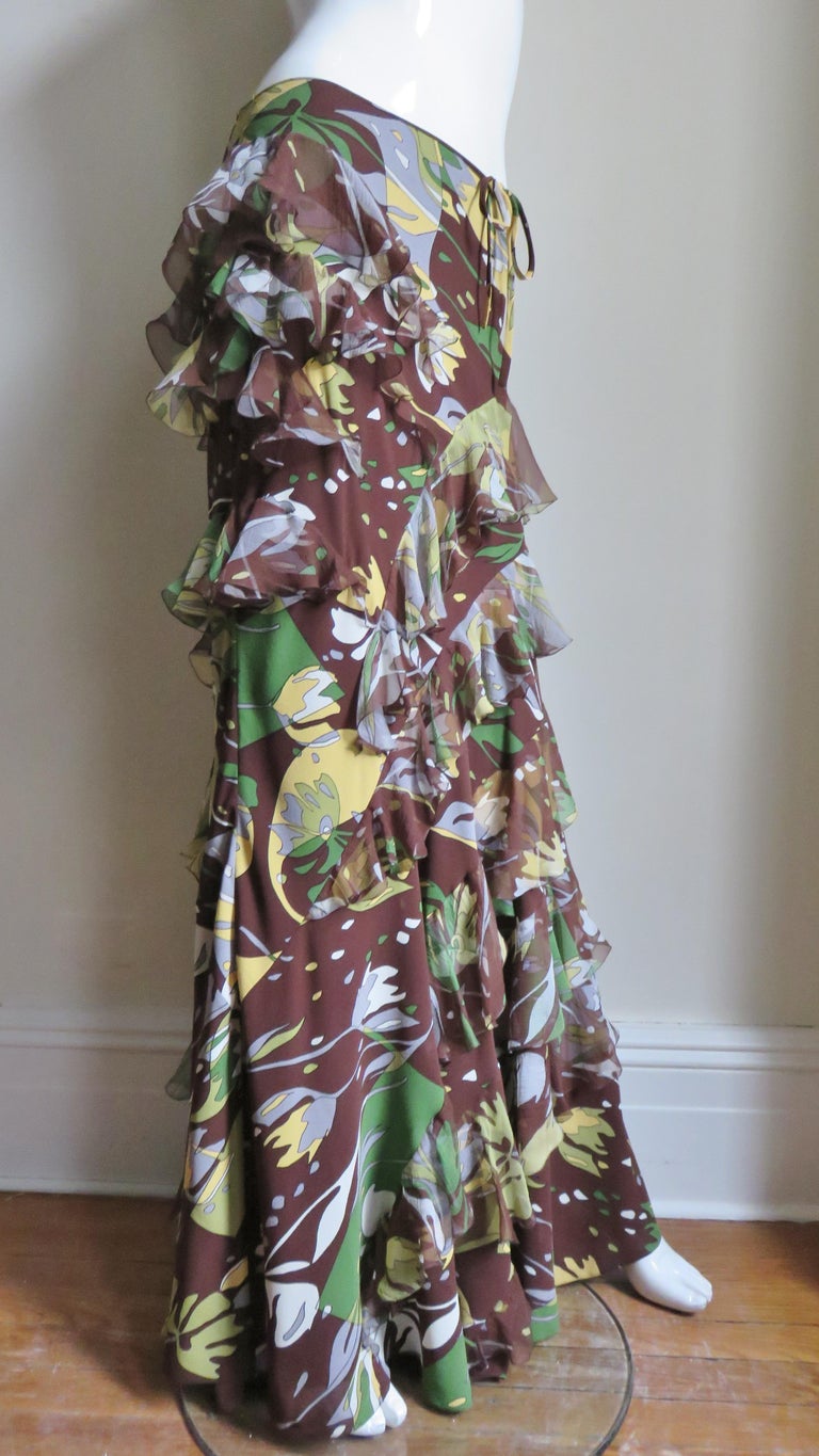 Christian Dior Silk Maxi Skirt with Ruffles For Sale at 1stdibs