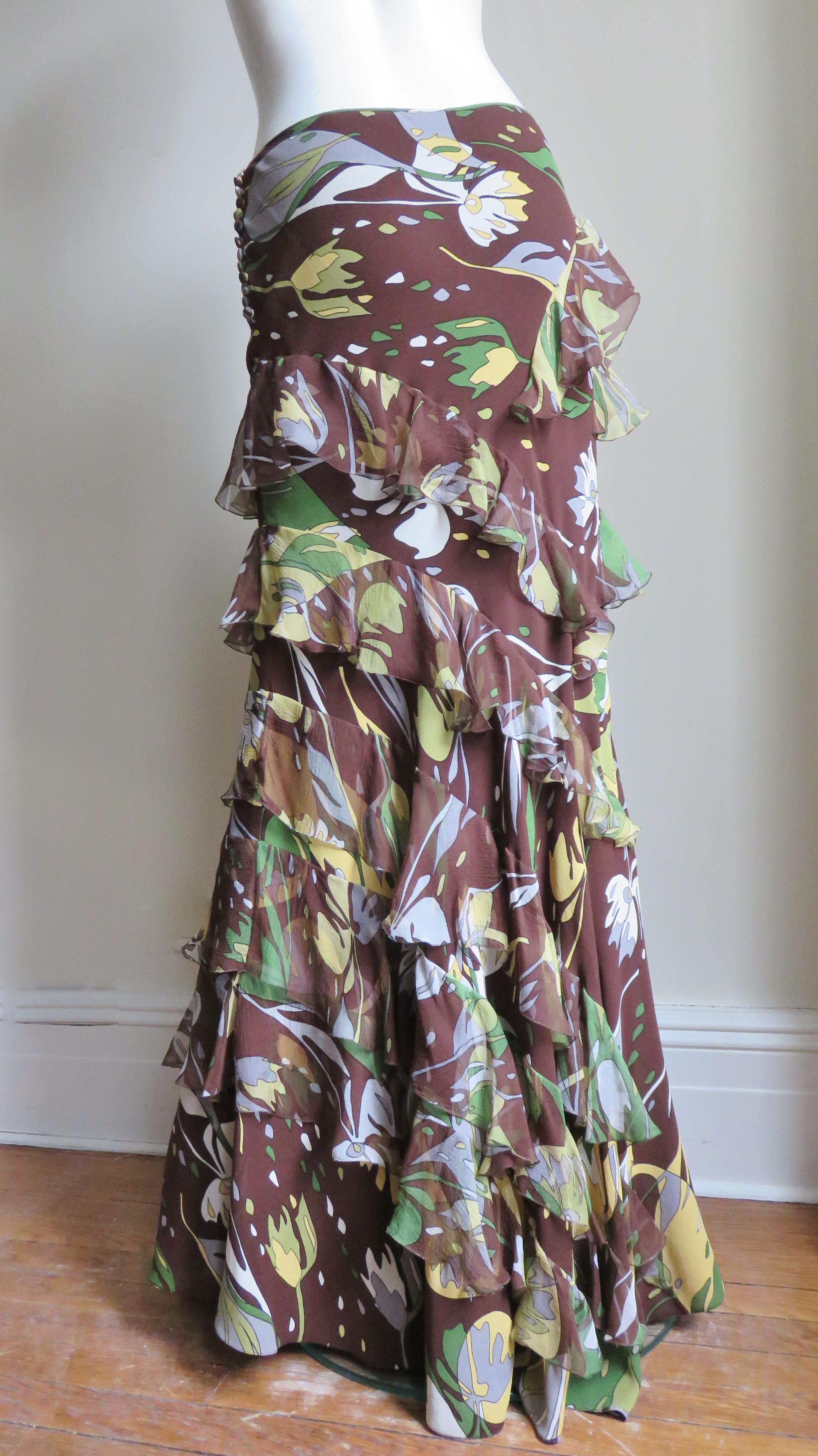 John Galliano for Christian Dior Silk Maxi Skirt For Sale 5