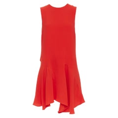 CHRISTIAN DIOR silk round neck asymmetric handkerchief hem flutter dress FR40 M