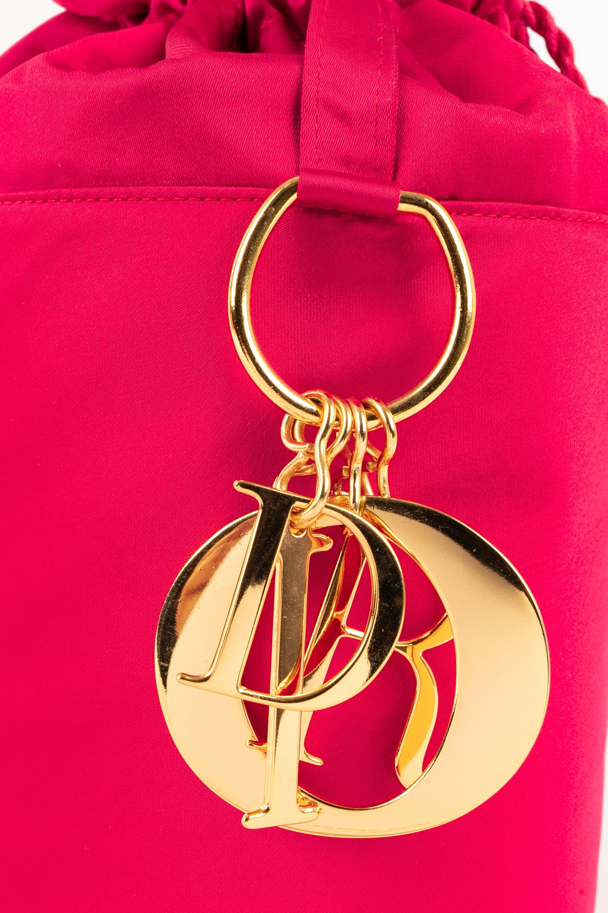 Christian Dior Silk Satin Bucket Bag with Golden Metal Trinkets For Sale 3