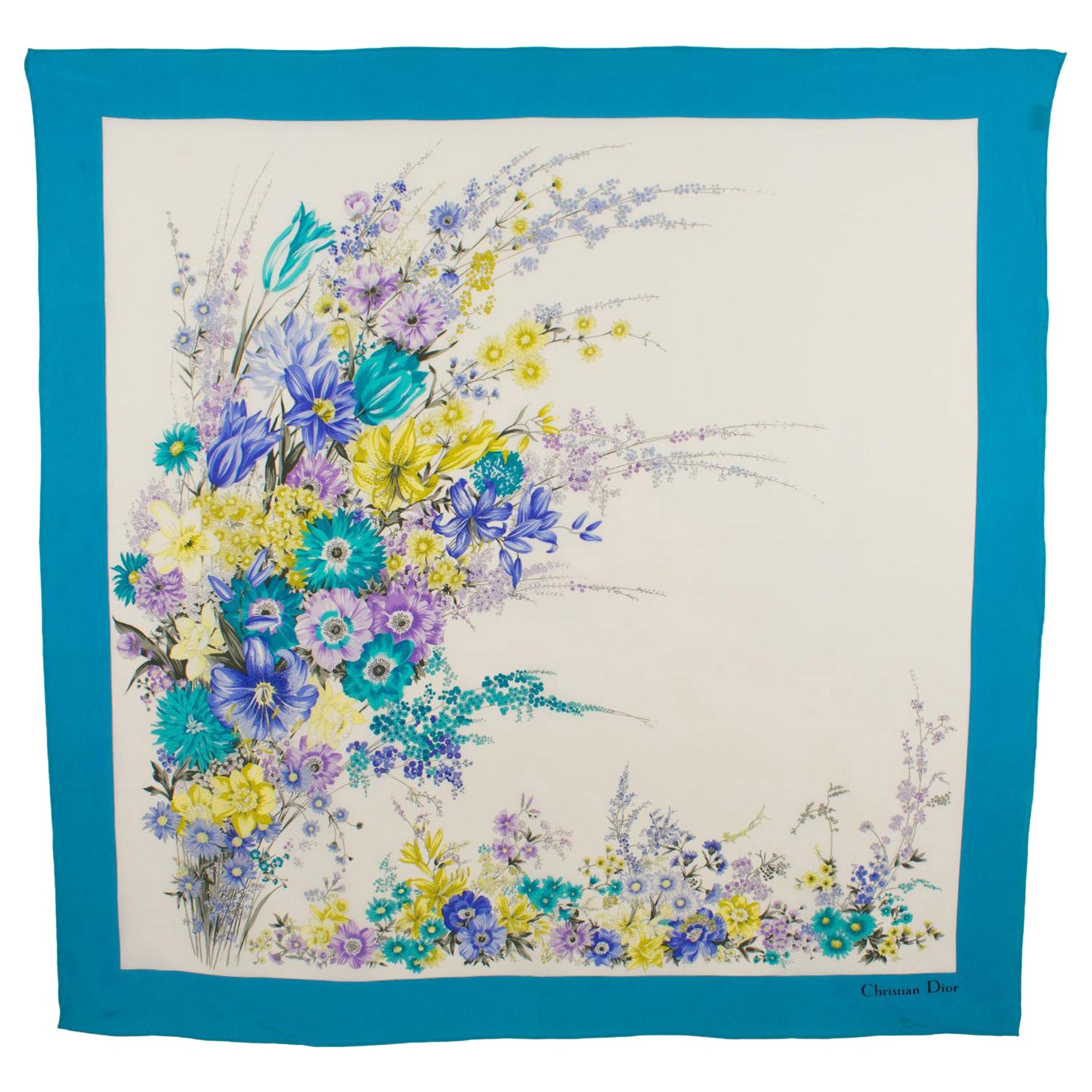 Pañuelo de Seda Christian Dior Estampado Floral Multicolor