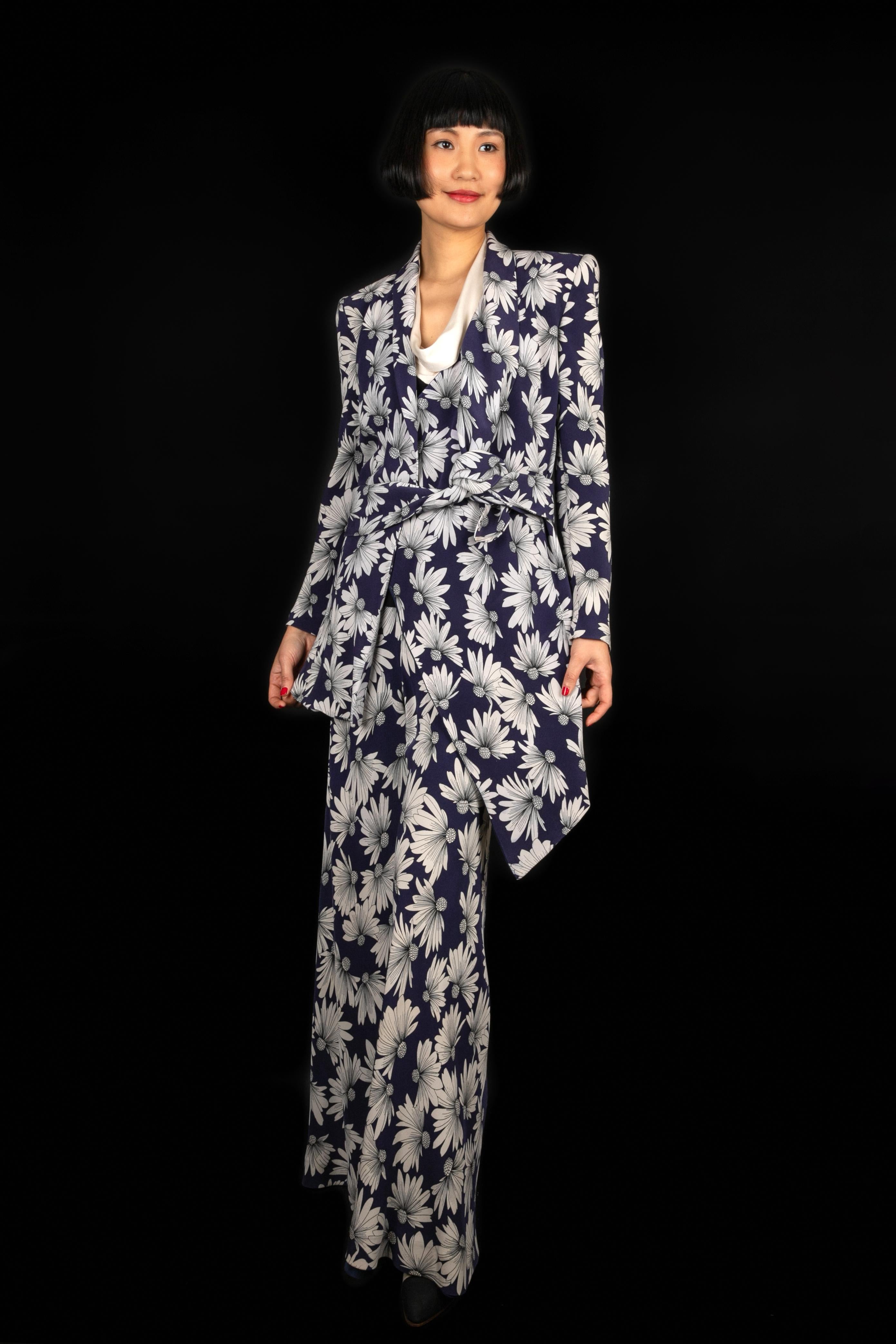 Ensemble en soie Christian Dior avec motif de fleurs, 1998 Pour femmes en vente