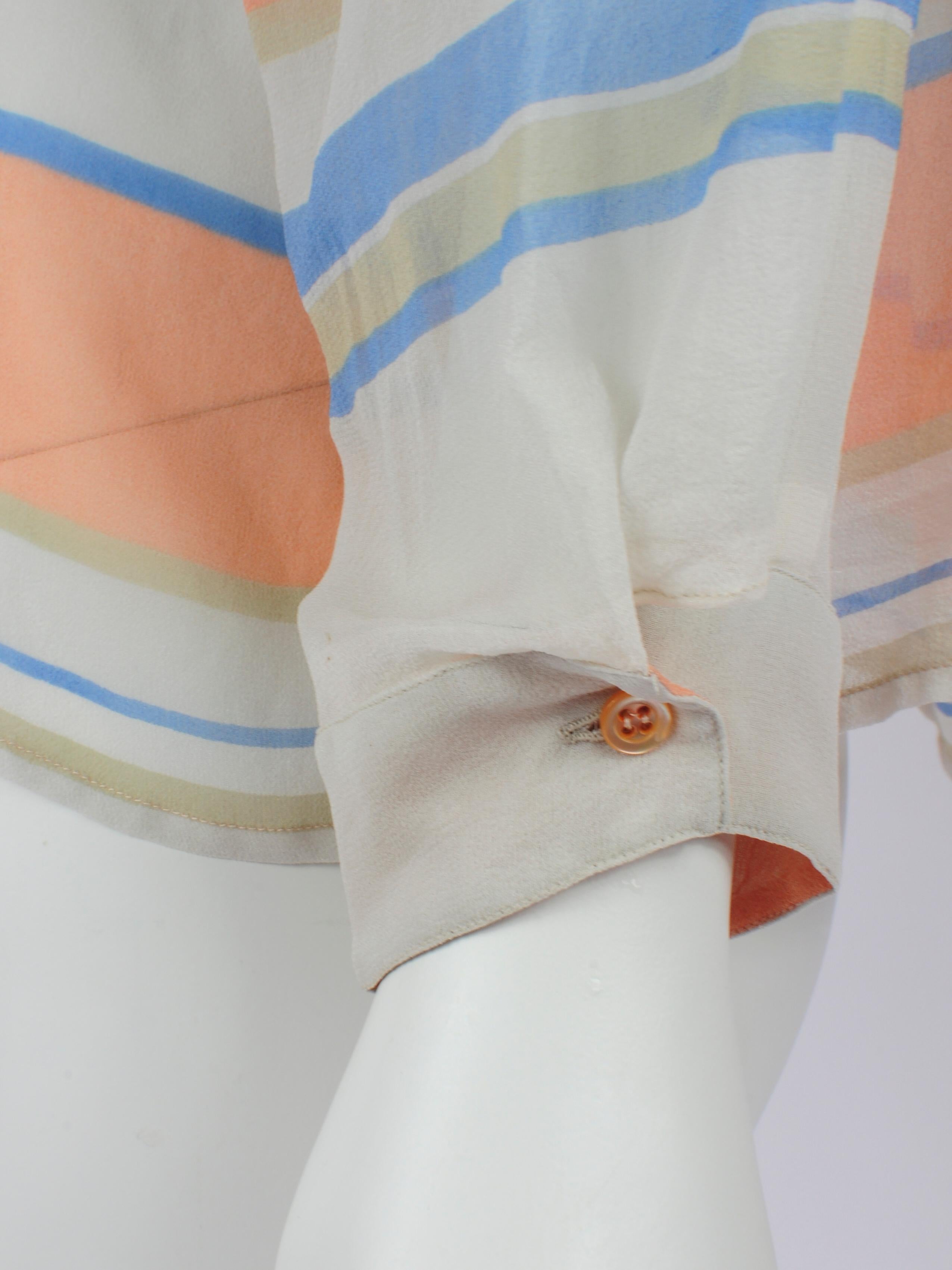 Christian Dior Silk Striped Blouse with Volant Detail by Marc Bohan 1970s For Sale 7
