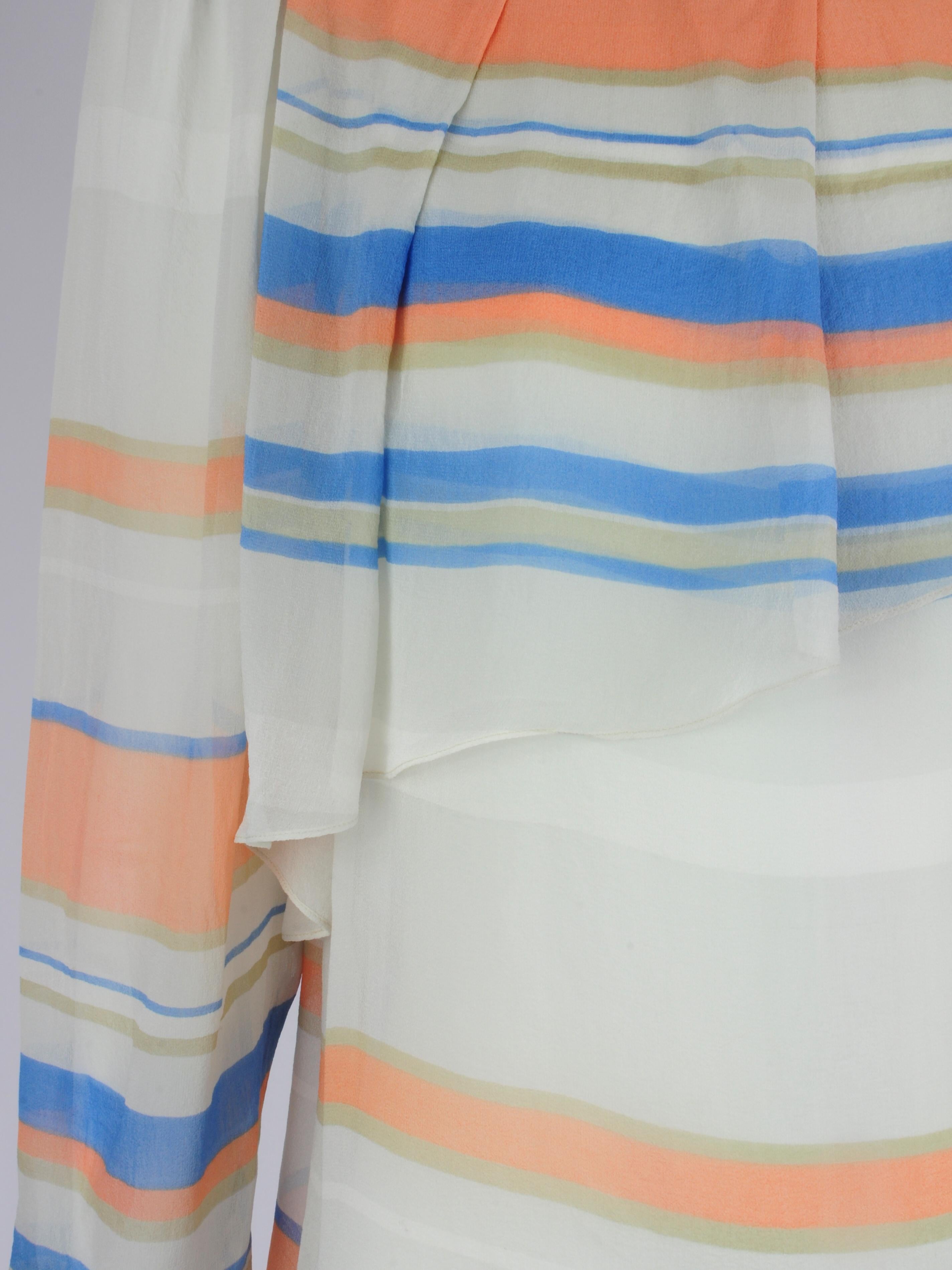Christian Dior Silk Striped Blouse with Volant Detail by Marc Bohan 1970s For Sale 3