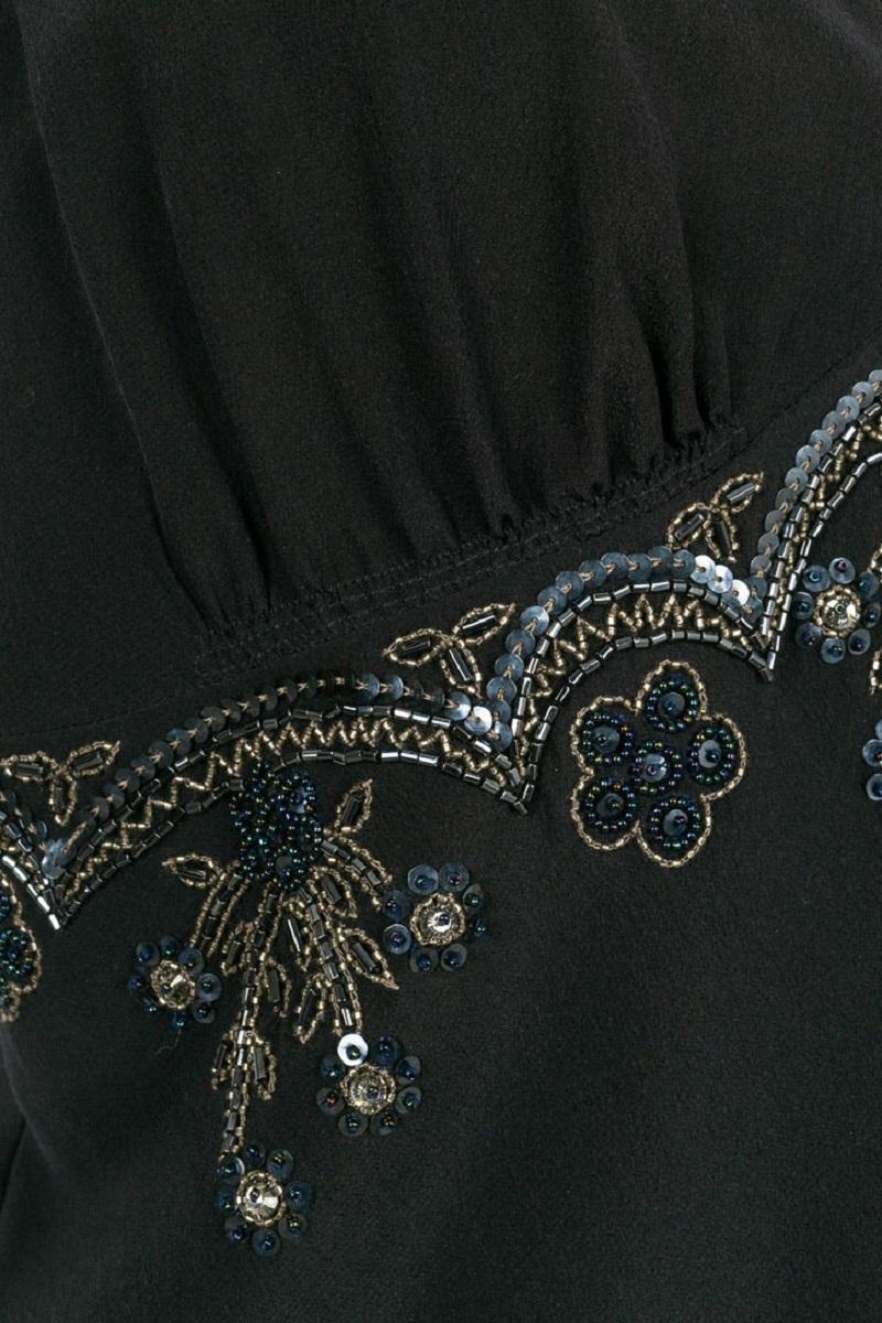 Women's Christian Dior Silk Top Embroidered with Beads and Sequins For Sale