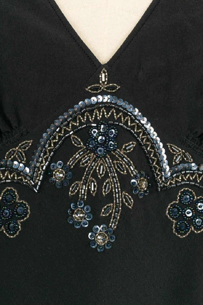 Christian Dior Silk Top Embroidered with Beads and Sequins For Sale 1