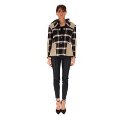 Christian Dior Silk & Wool Plaid Check Hooded Coat