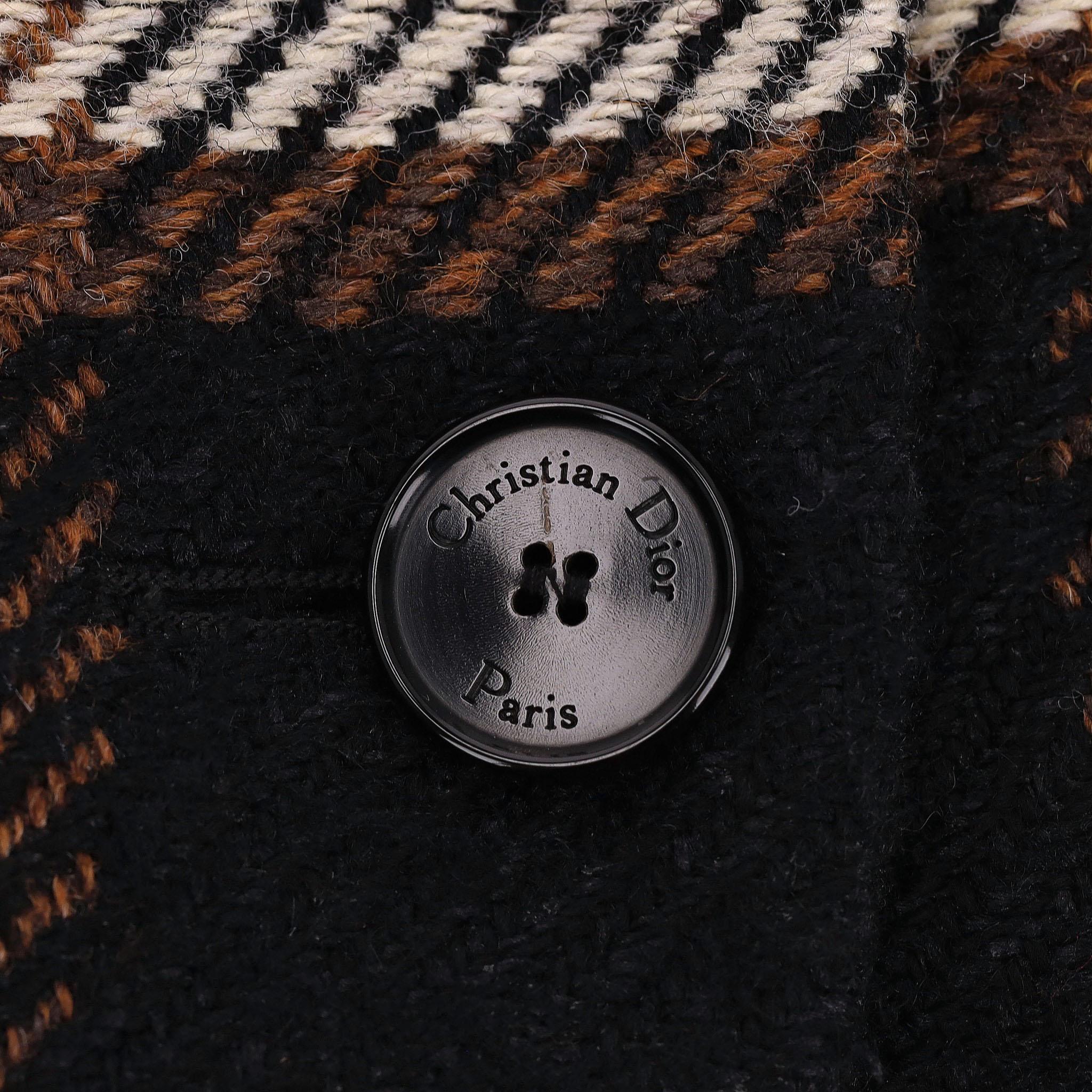 Women's Christian Dior Silk & Wool Plaid Check Hooded Coat For Sale