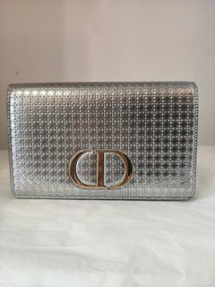 Christian Dior silver and Gold leather Montaigne 30 handle or Shoulder bag