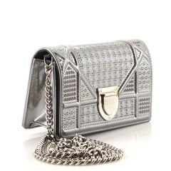 Christian Dior Silver Cannage Embossed Calfskin Leather Baby Diorama Flap Bag