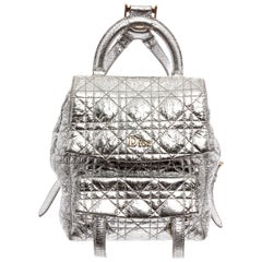 Christian Dior Silver Cannage Leather Stardust Backpack