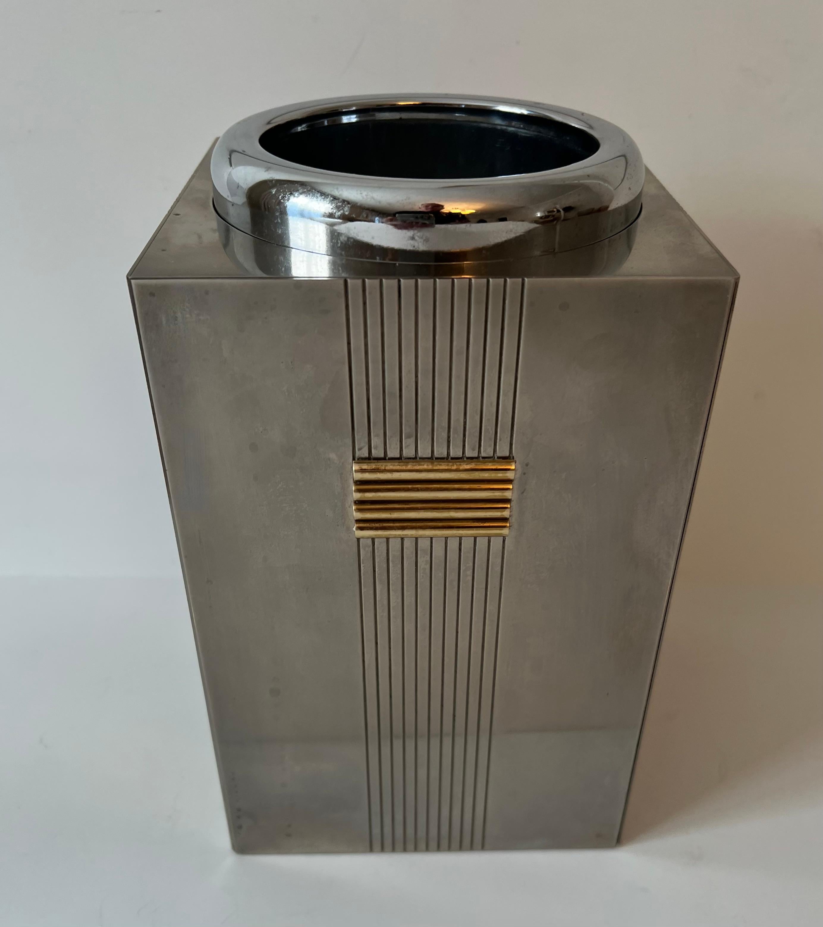 Italian Christian Dior Silver Champagne or Wine Chiller with Gold Detailing