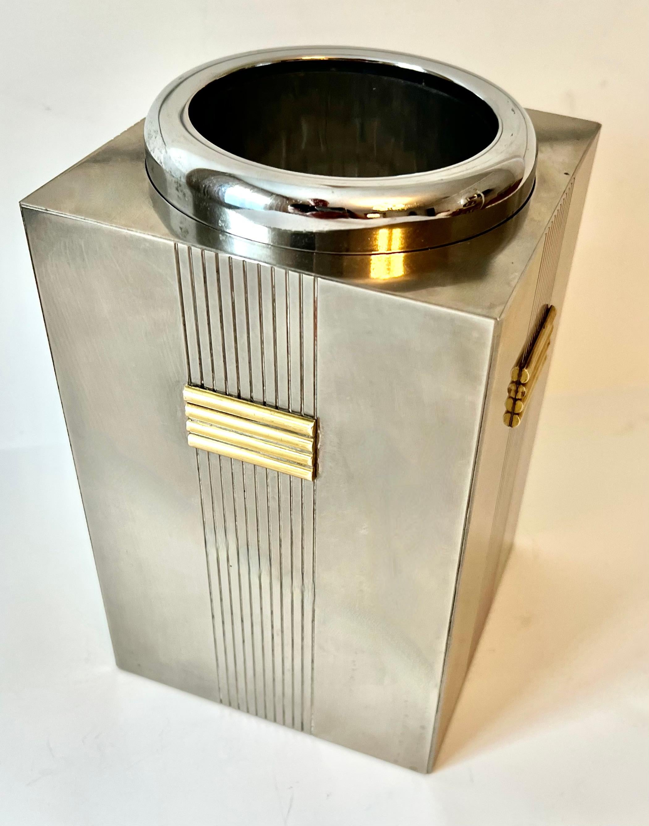 Christian Dior Silver Champagne or Wine Chiller with Gold Detailing In Good Condition In Los Angeles, CA