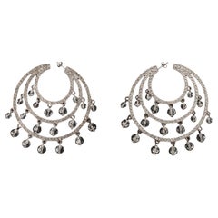 Christian Dior Silver Earrings with Rhinestones and Transparent Pearls