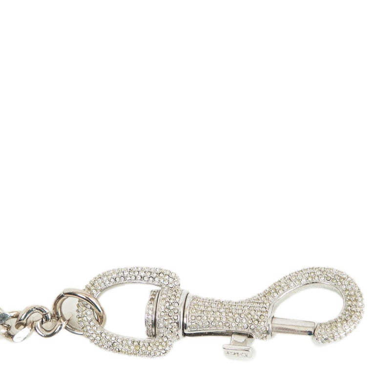 Women's CHRISTIAN DIOR silver metal 2003 STRASS PAVE DOG HOOK CHAIN Belt 85 For Sale