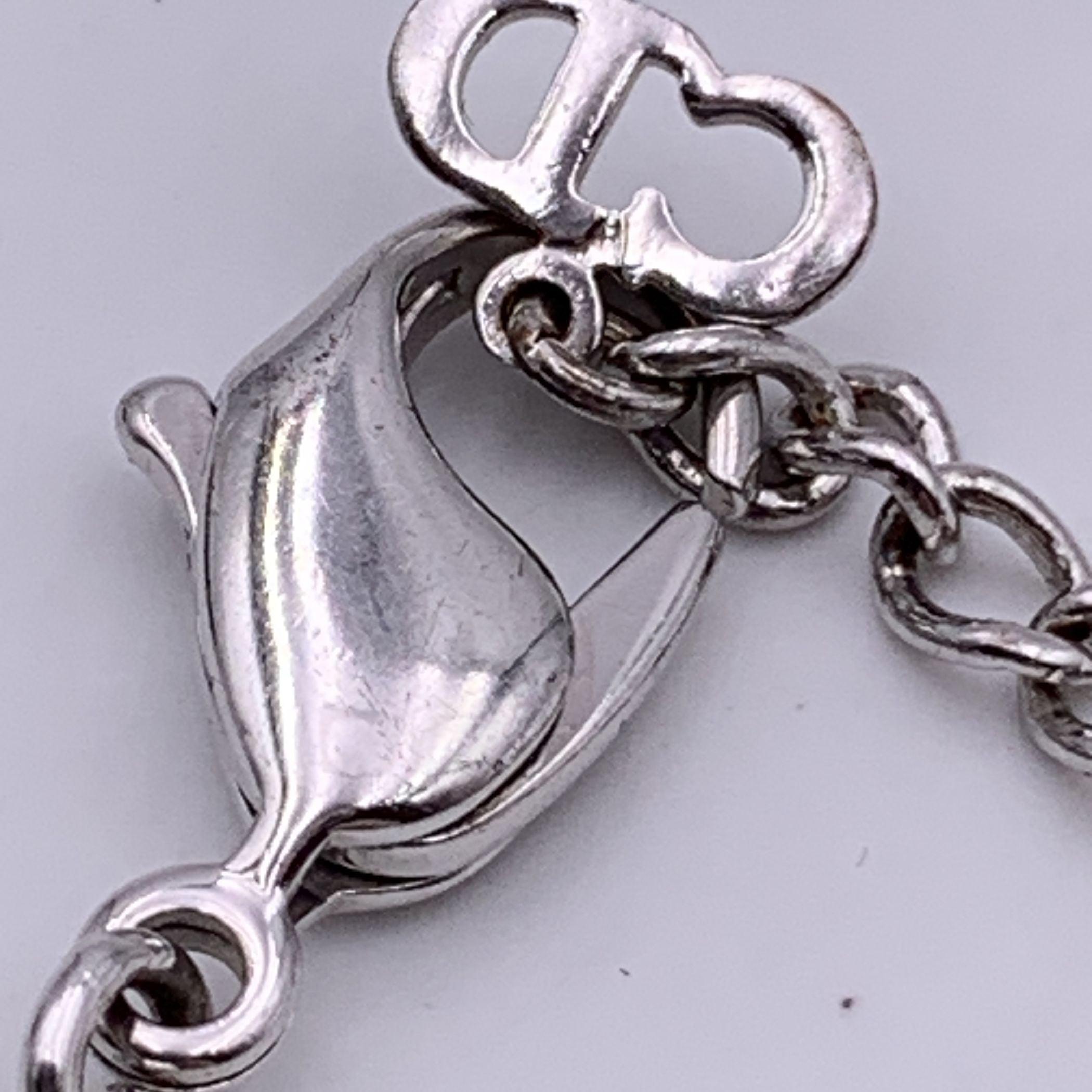 Christian Dior Silber Metallkette Glieder-Logo-Armband im Zustand „Hervorragend“ in Rome, Rome