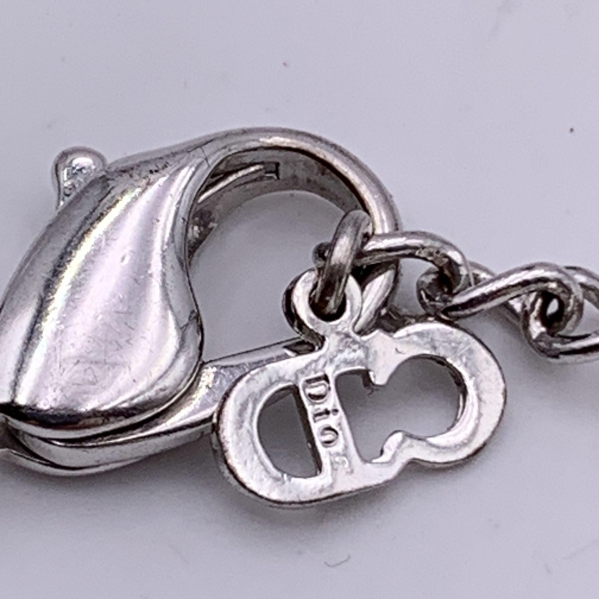 Christian Dior Silber Metallkette Glieder-Logo-Armband Damen