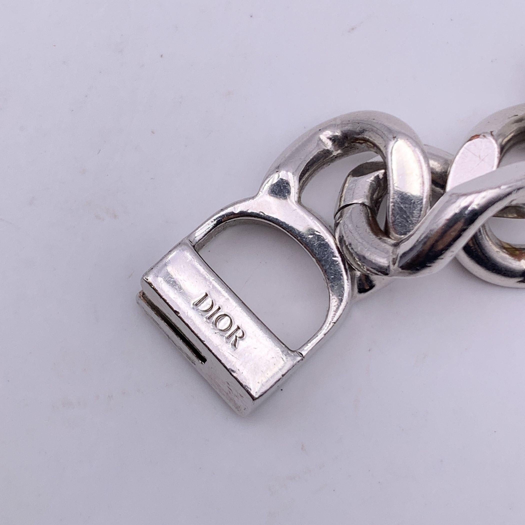 Christian Dior Silver Metal Cuban Chain Link CD Logo