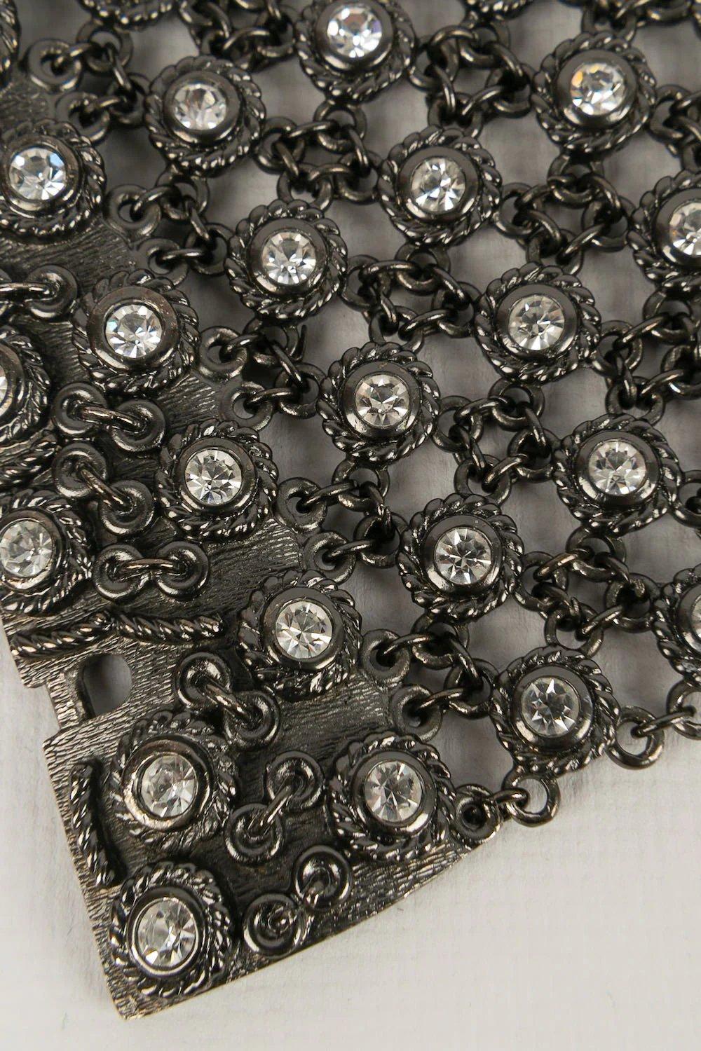 Christian Dior Silver Metal Cuff Bracelet, 1980's In Excellent Condition For Sale In SAINT-OUEN-SUR-SEINE, FR
