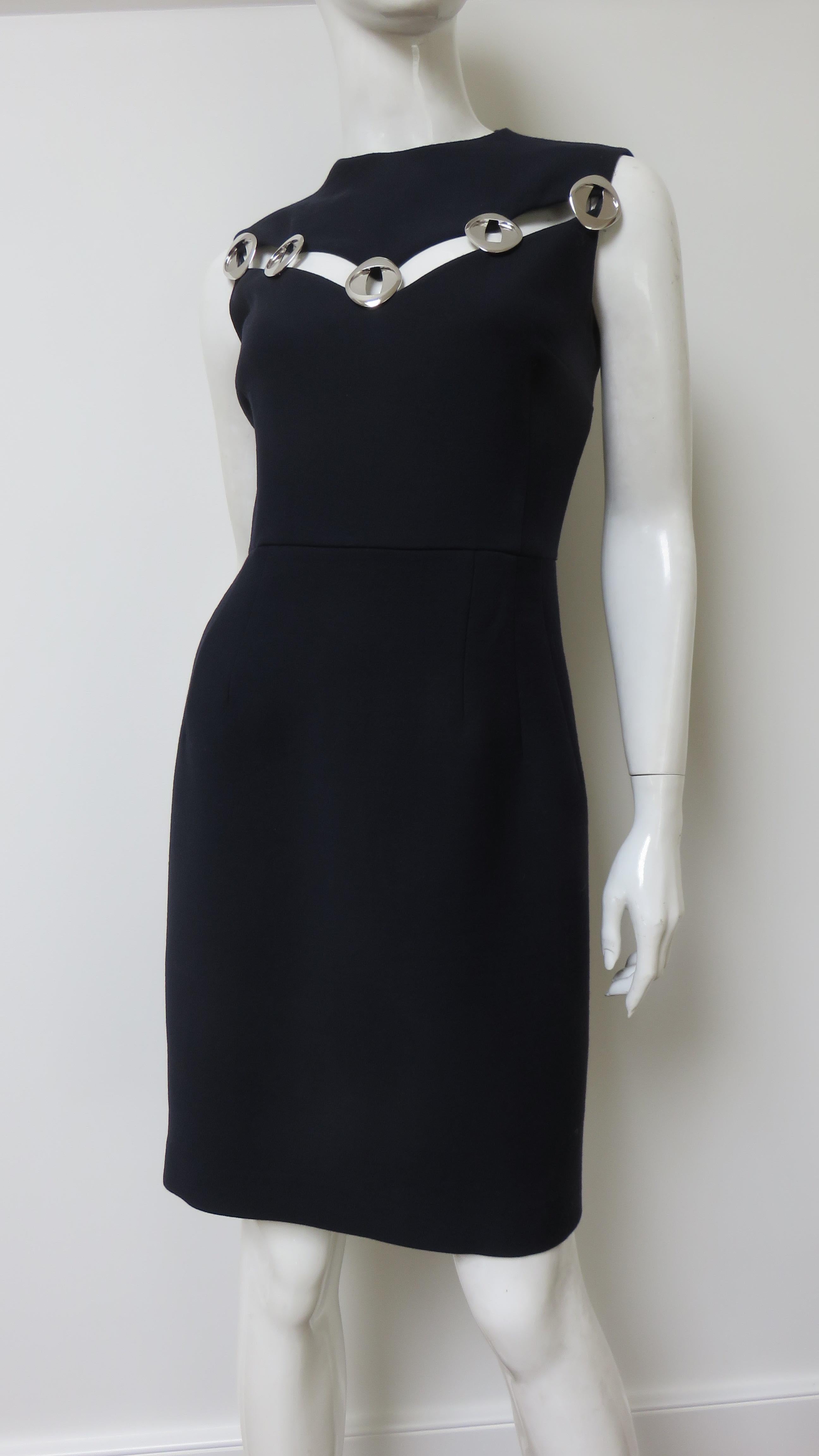 Black Christian Dior Silver Metal Cut out Dress For Sale