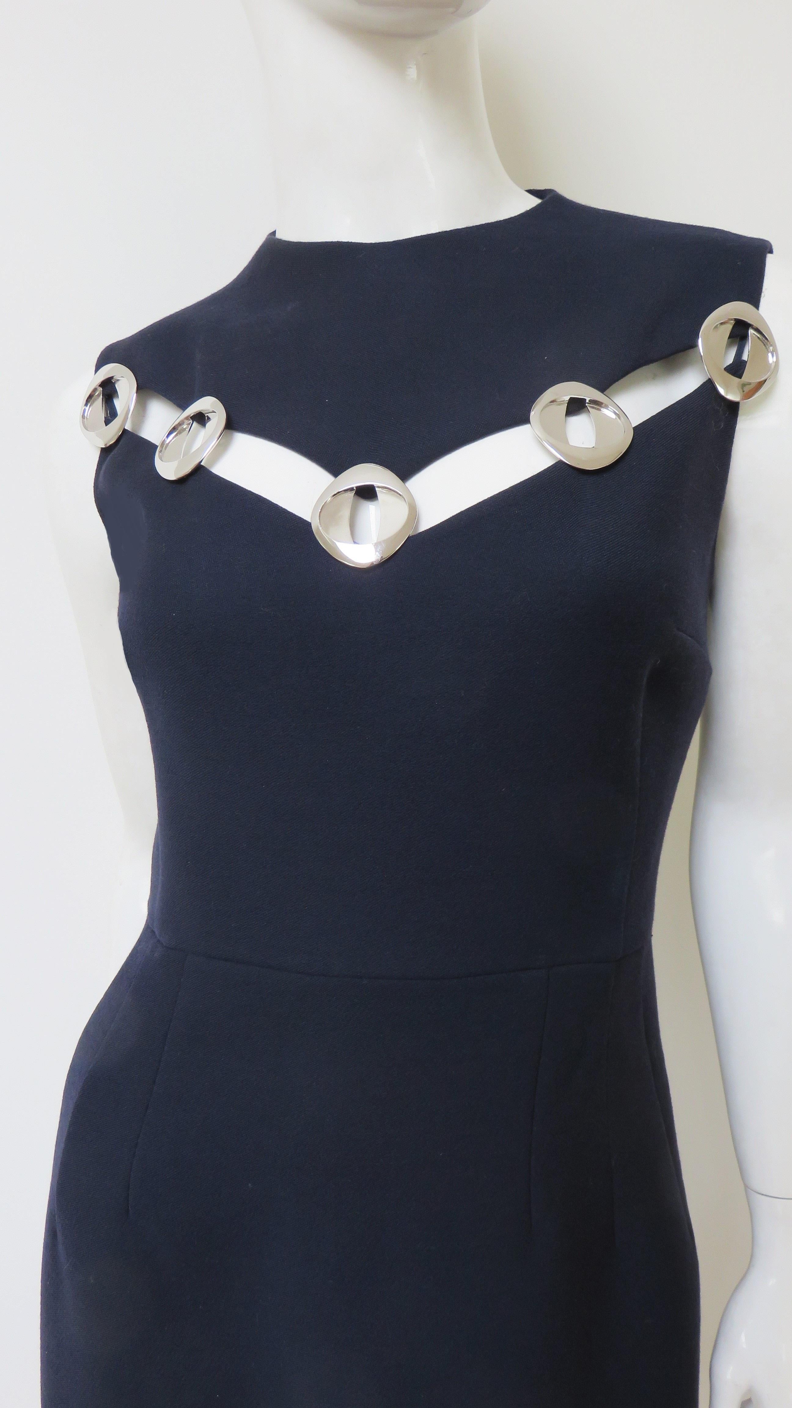 Christian Dior Silver Metal Cut out Dress In Good Condition For Sale In Water Mill, NY