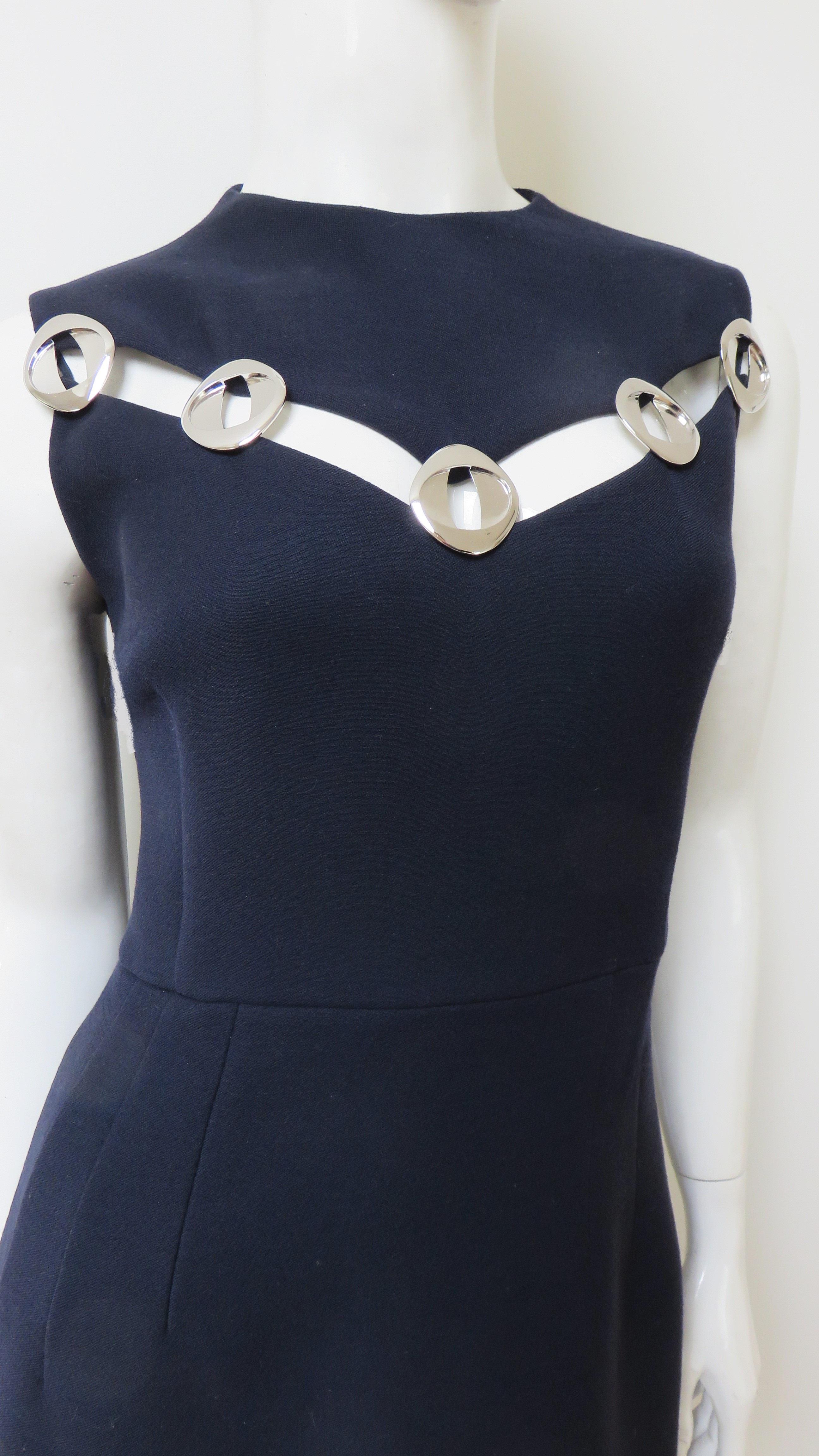 Women's Christian Dior Silver Metal Cut out Dress For Sale