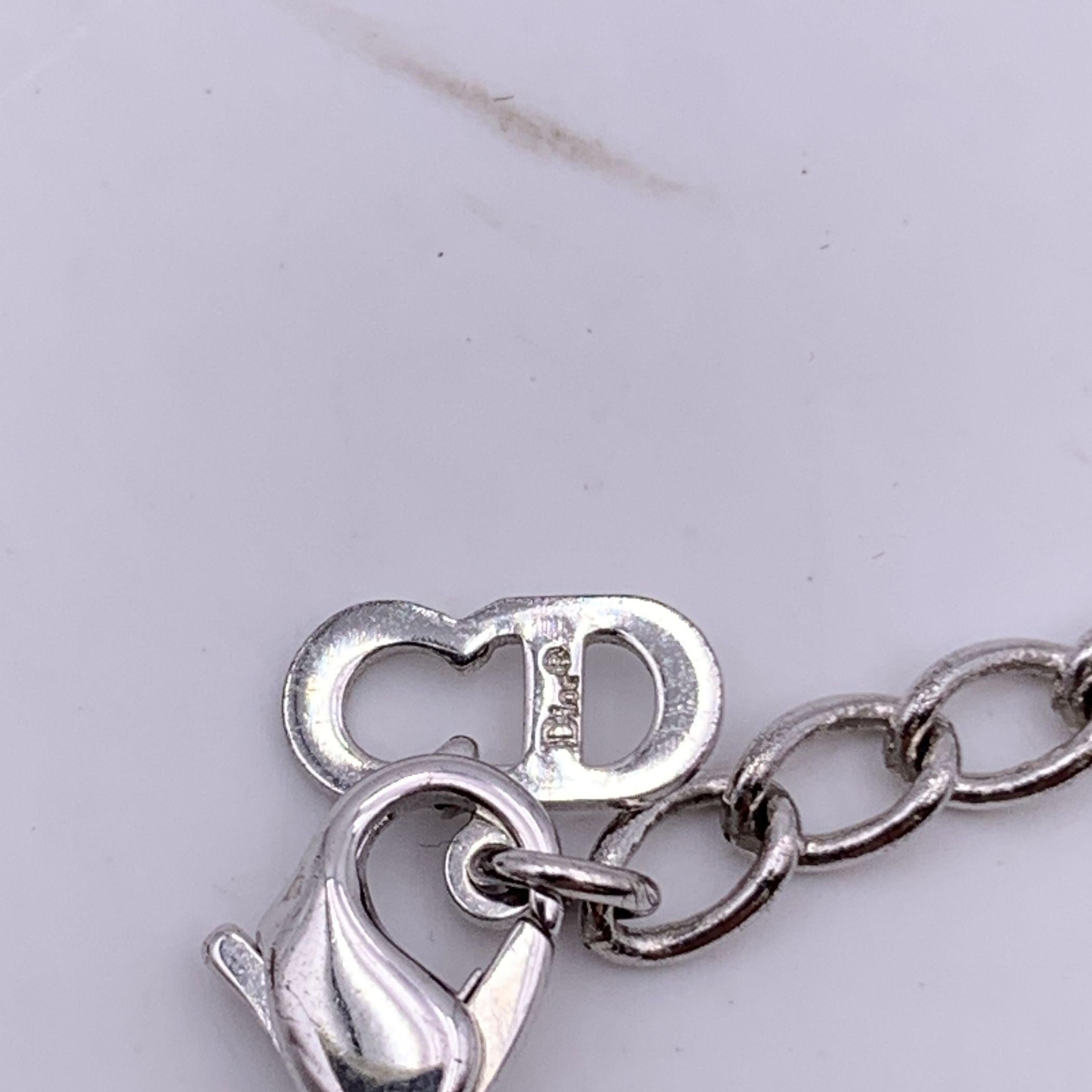 Women's Christian Dior Silver Metal D Buckle Crystals Logo Bracelet For Sale