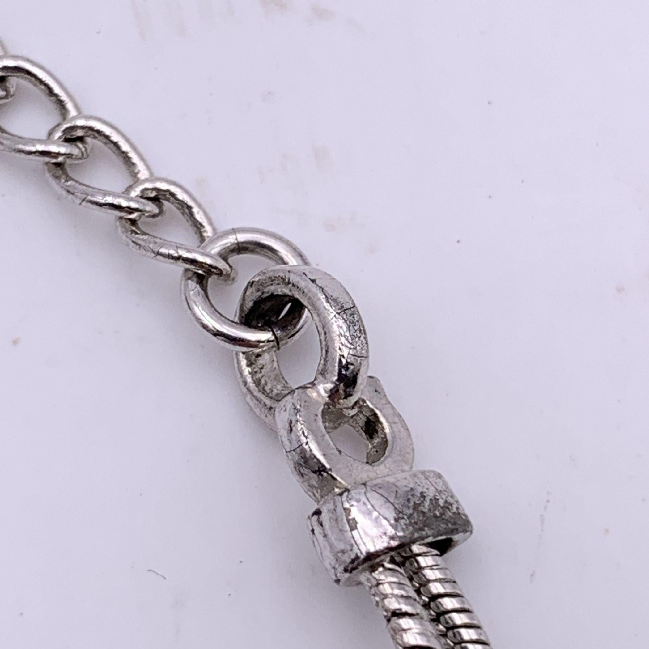 Christian Dior Silver Metal D Buckle Crystals Logo Bracelet For Sale 1