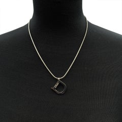 Christian Dior Silver Metal D Logo Pendant Chain Necklace