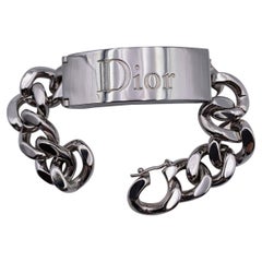 Christian Dior Silber Metall Gorumette Kette Lipgloss Duo-Armband