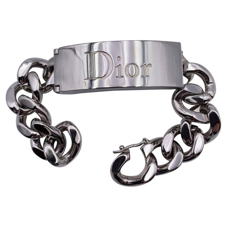 Christian Dior Silver Metal Gorumette Chain Lipgloss Duo Bracelet For ...