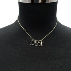 Christian Dior Silver Metal Letters D Pendant Chain Necklace
