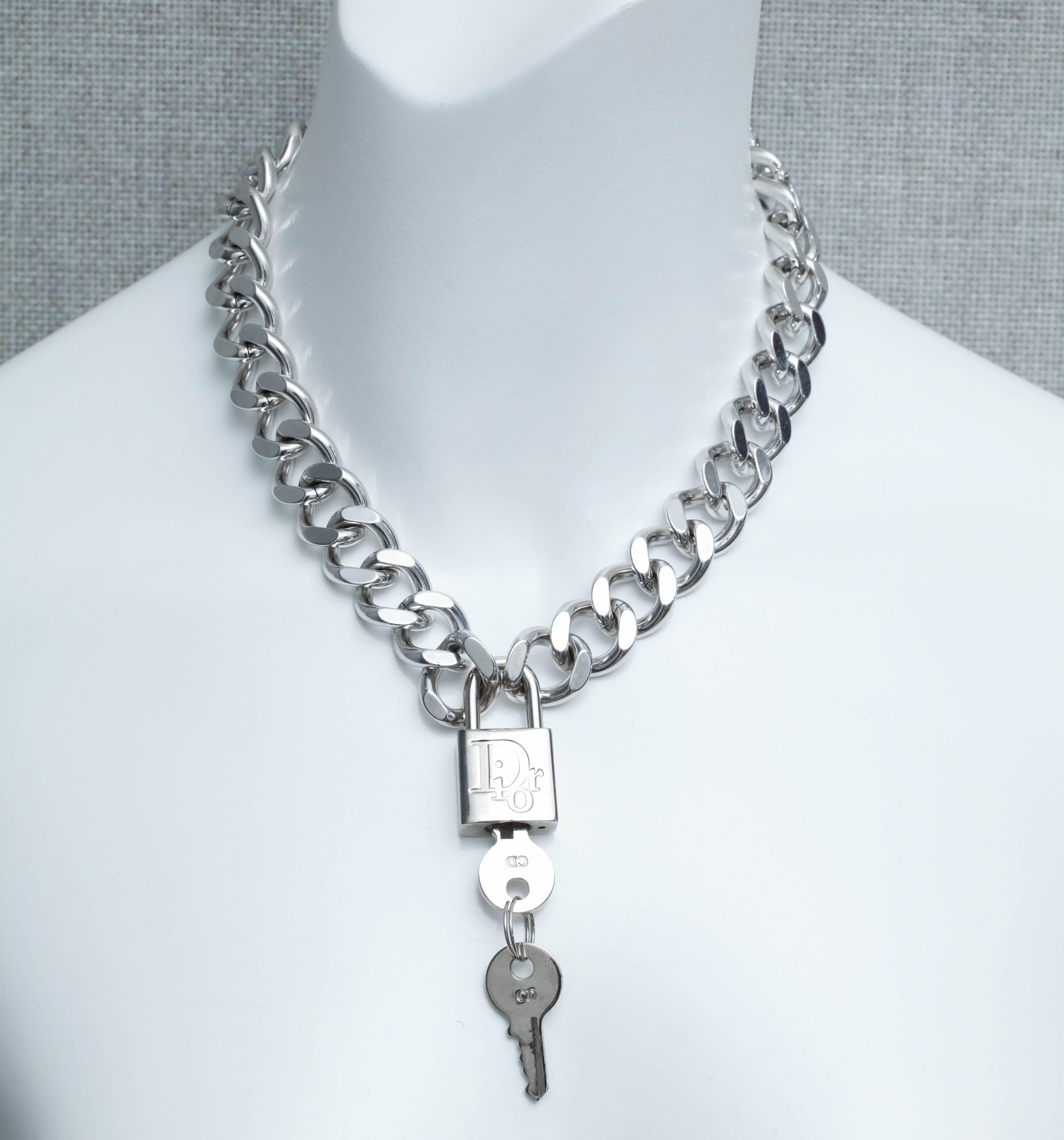 christian dior padlock necklace