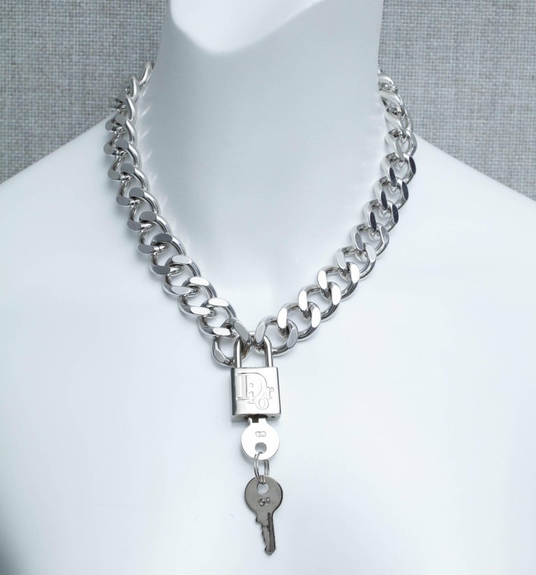 Christian Dior Silver Padlock Necklace with Logo at 1stDibs 2018 dior lock necklace, dior lock